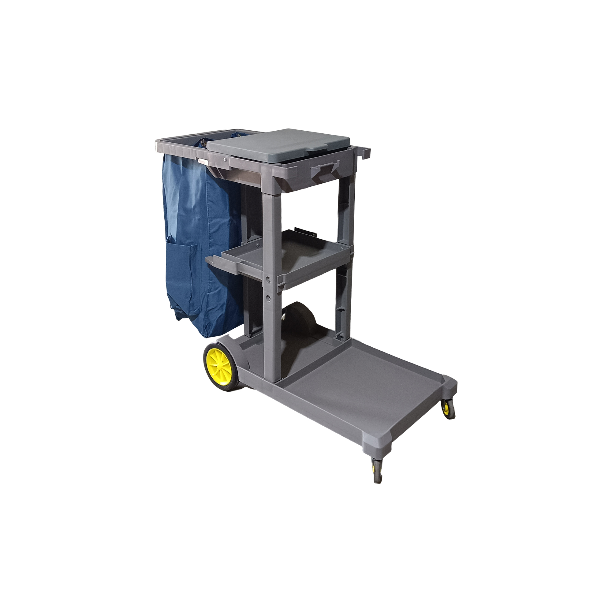 Janitor Cleaning Cart Grey with Blue Bag & Cover
