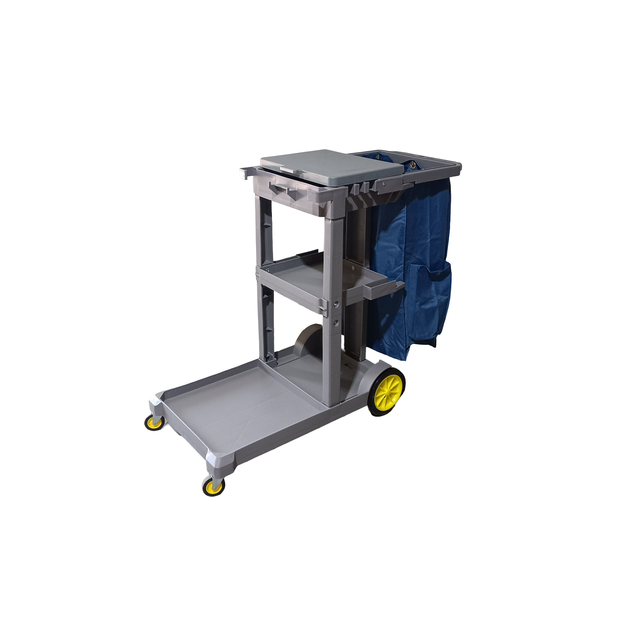 Janitor Cleaning Cart Grey with Blue Bag & Cover - Image 5
