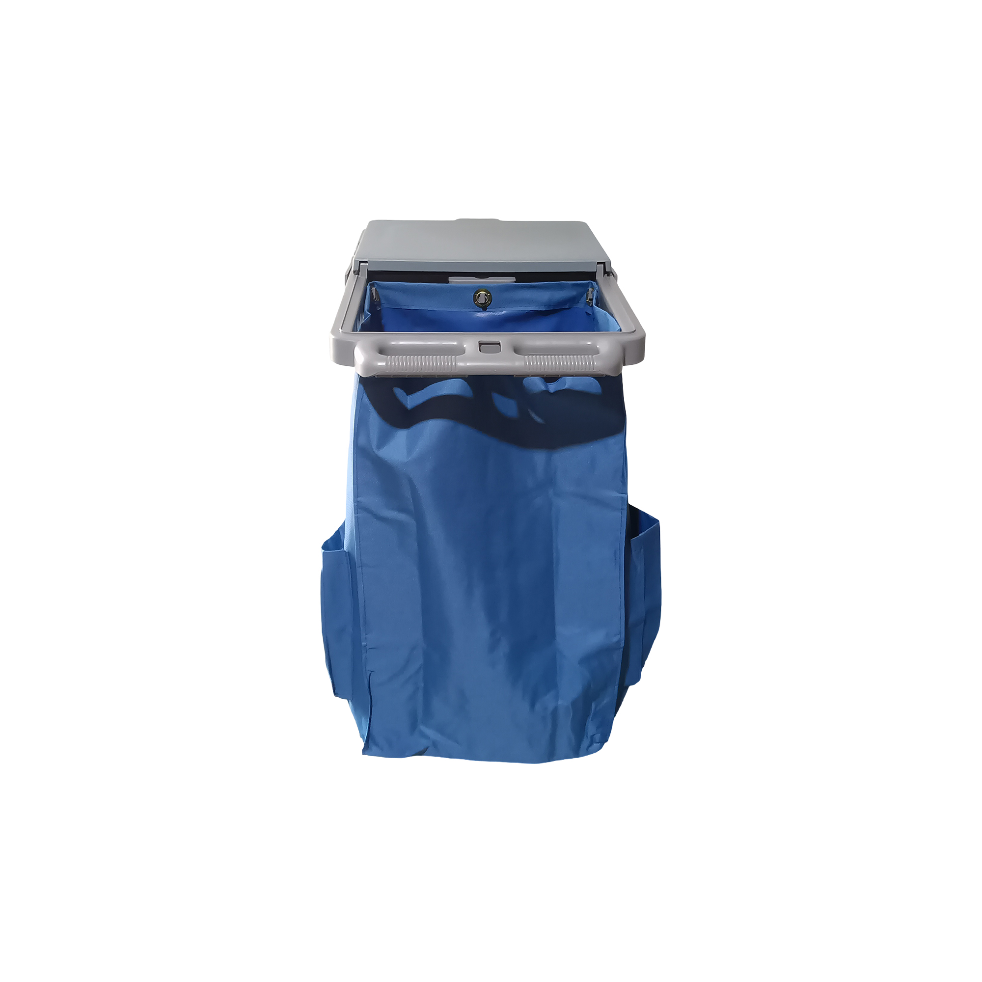 Janitor Cleaning Cart Grey with Blue Bag & Cover - Image 3